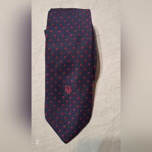 Christian Dior necktie blue/red dot polkadot tie mens executive luxury fancy
